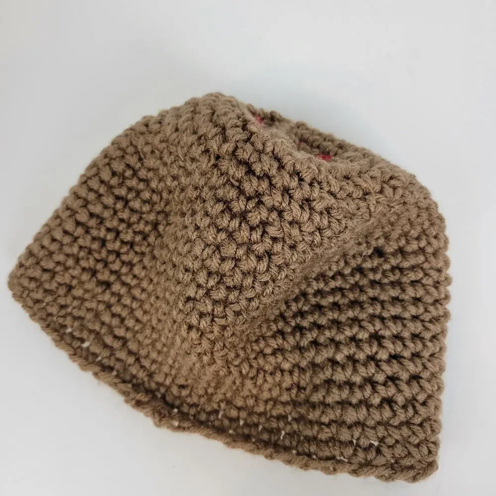 Toddler Hat One Size Brown Knitted Winter Kids Fashionable Hat